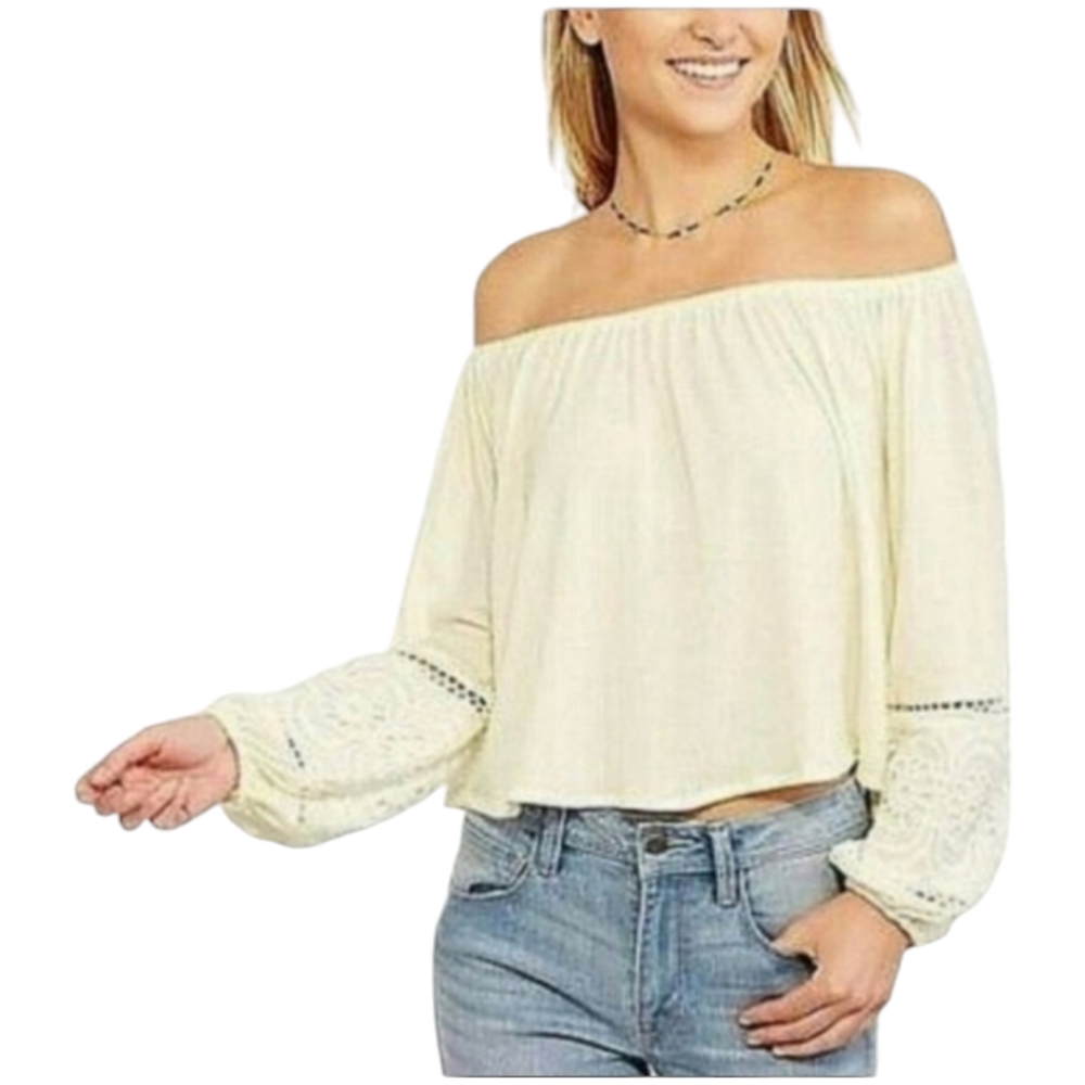 Anthropologie Thyme & Honey Off Shoulder Embroidered Top Size Medium